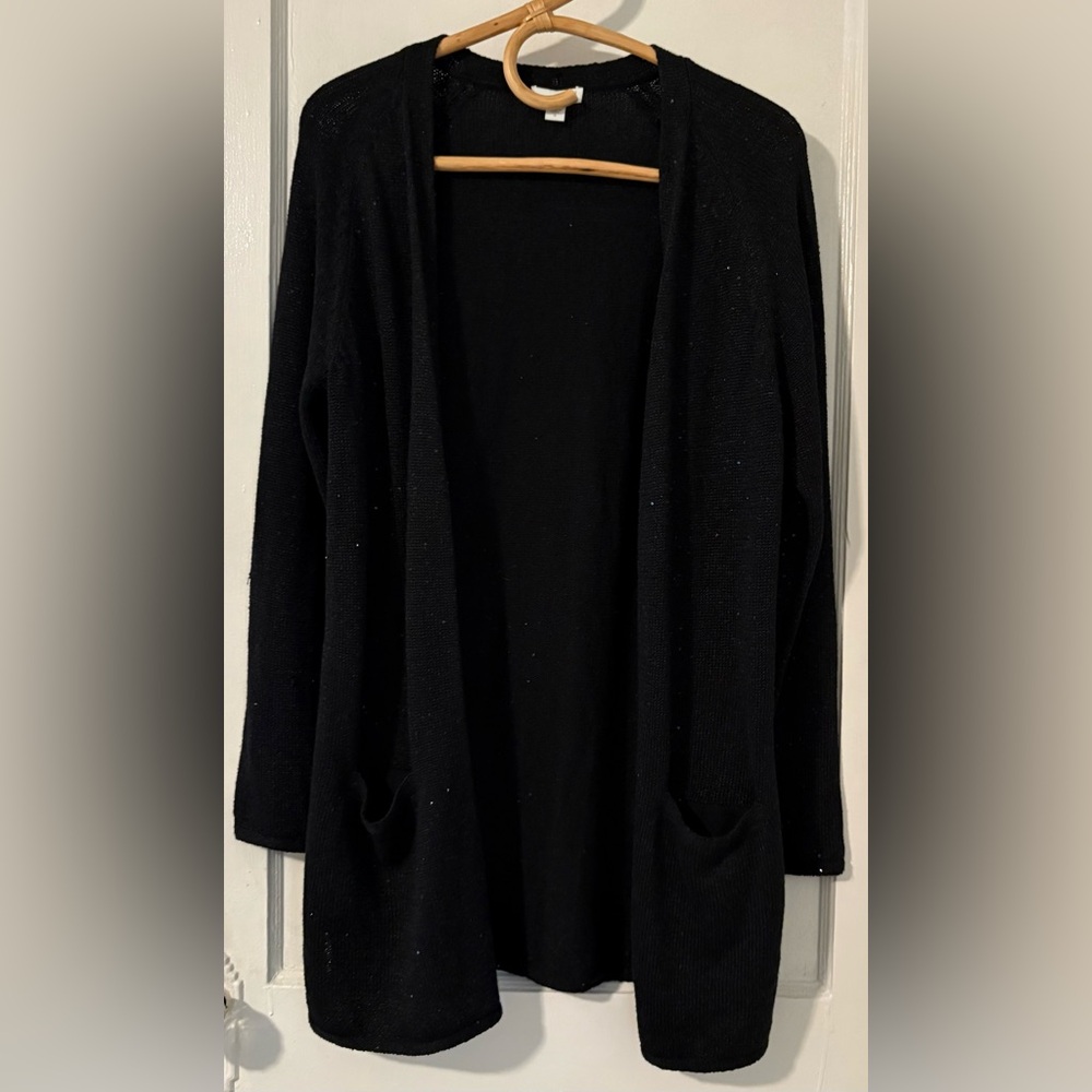 J.Jill Textured Sparkle Wearever Open Front Cardi Size S